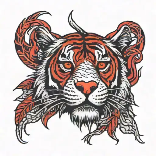 New York Tattoo With Red Ink Tiger