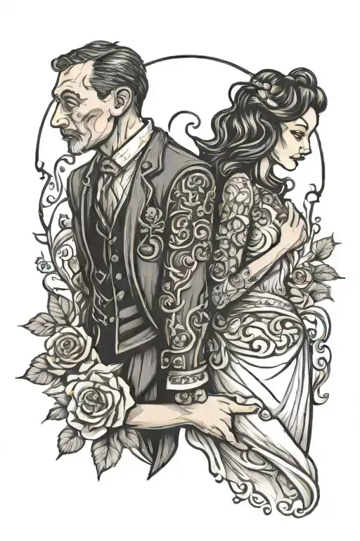 Sister And Father Holding Hands