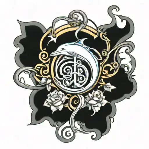 Dolphin And Treble Clef Intertwined