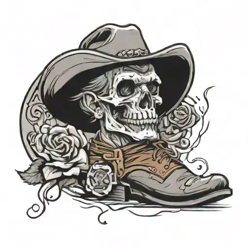 Rip On Tomestone With Cowboy Hat Sitting