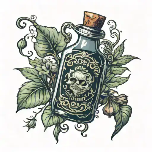 Dealy Nightshade Potion Bottle Overflowing With Dark And Haunting