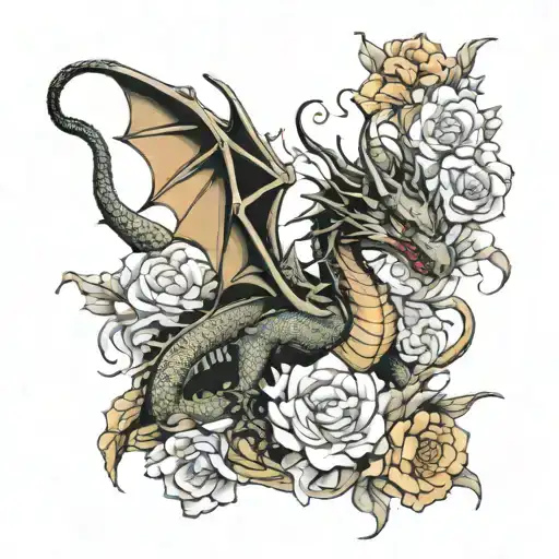 Dragon And Flowers