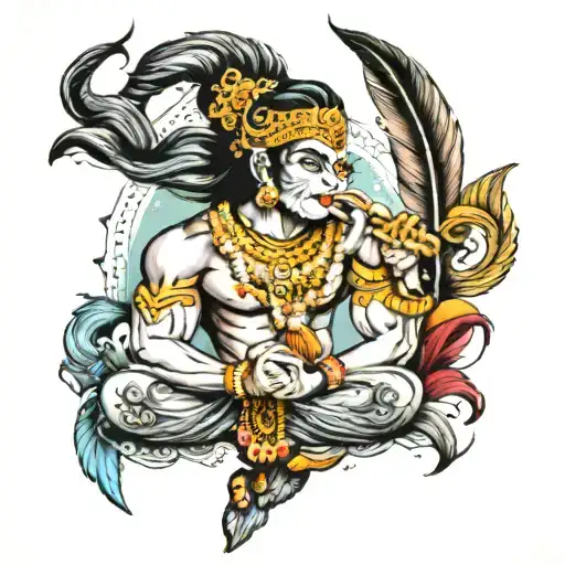 Hanuman Gada And Krishna Feather