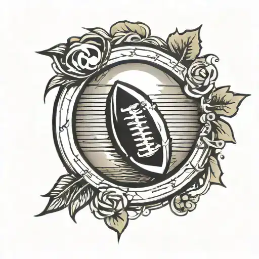 Musical Note And Rugby Ball Inside A Circle