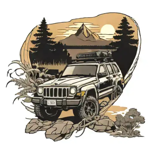 Jeep Cherokee Infront Of Nature Scene