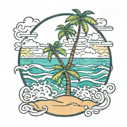 Beach And Waves And Palm Trees