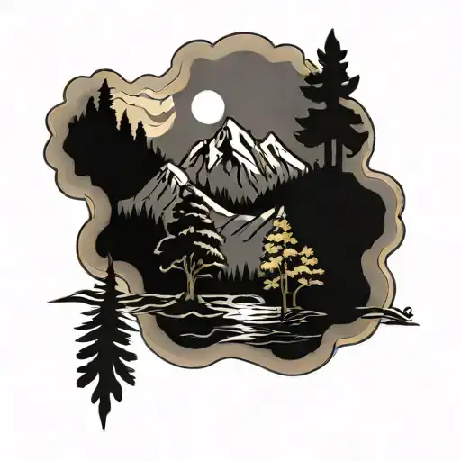 Names Wyatt And Cora Mountain Scene A Mountain Scene With Trees