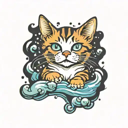 A Cat Standing In A Puddle