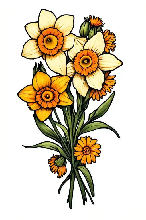 Daffodil And Marigold And Daisy Chain