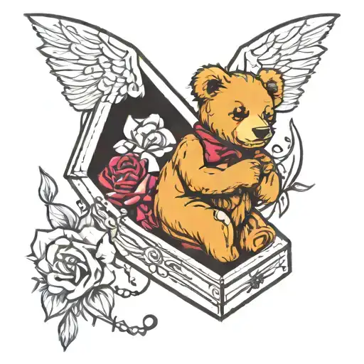 Teddy Bear In A Coffin