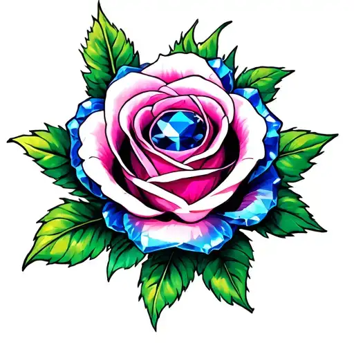 Rose With Sapphire Gemstone