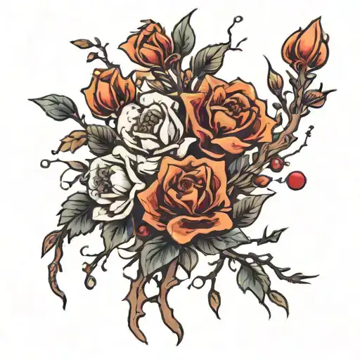 Bloody Flowers And Plant Branches