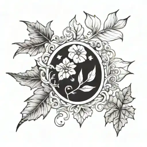 4 Astrometrics In Black And White With Leaves And In A Row