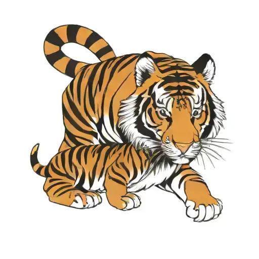 2 Tigers Mom And Child