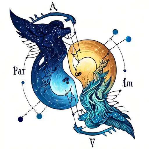 Libra And Aquarius Constellation Merging Together