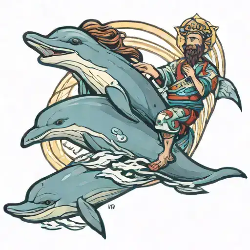 Jesus Riding A Dolphin