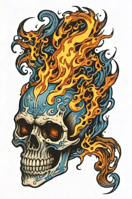 Skull Blue Fire Flames