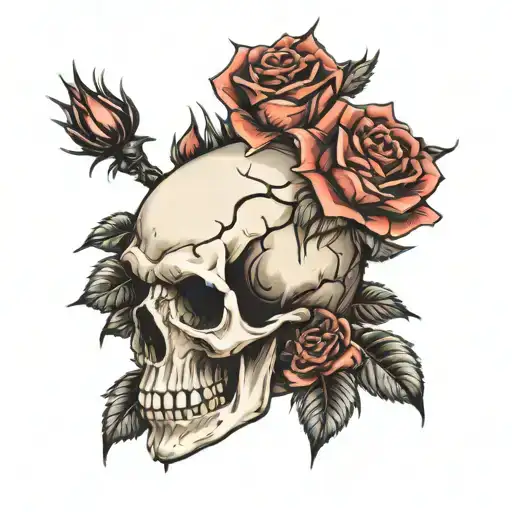 Skull Wax Candle Roses With Spines