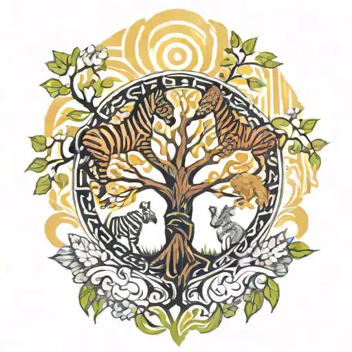 Tree Of Life Intertwined With Zebra Head