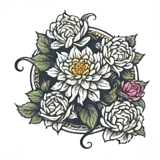 Chrysanthemum Flower With Rose Intertwined