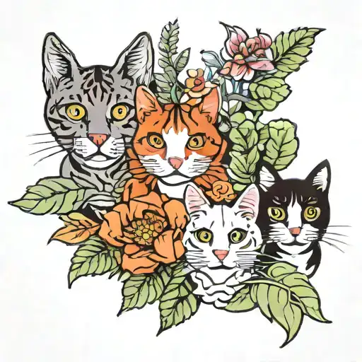 Three Cats One Dog And Many Plants Growing