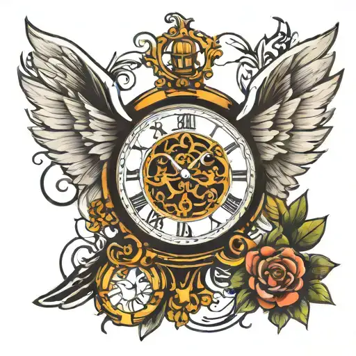 Clock With Wings Spread