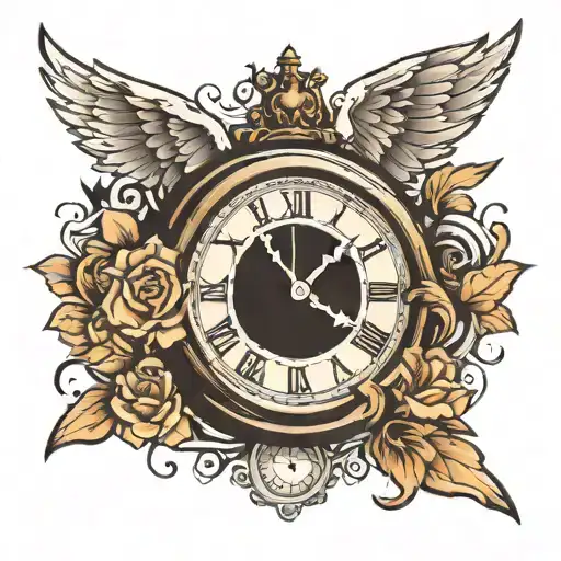 Clock With Wings Flying