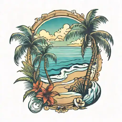 Beach Scene With Palm