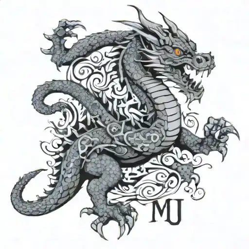 A Dragon Swallowed The Letters M & J