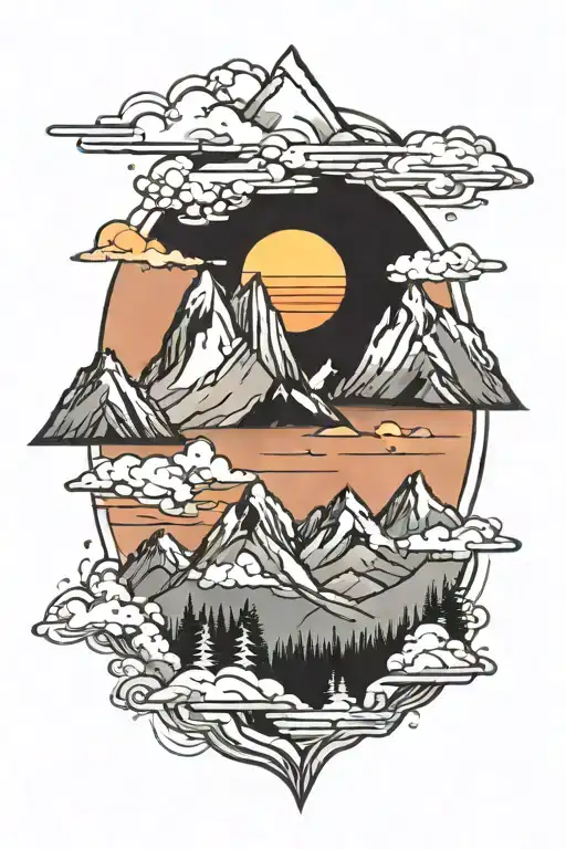 Mountains And Sunset