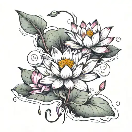 Lotus Flower Changing In A Landscape Tattoo Design