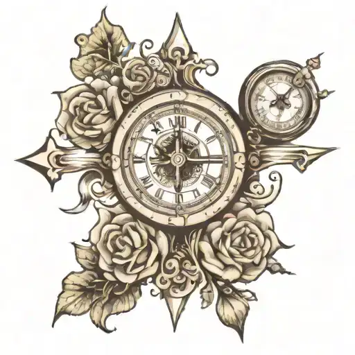 Cross With Clock And Compass