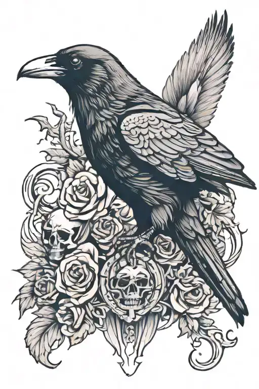 Raven With Skull Coming Out Of Its Chest