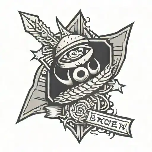 Stamp Tattoo Consisting Only Of Black Grey Style Design Featuring The Words Broken Toy
