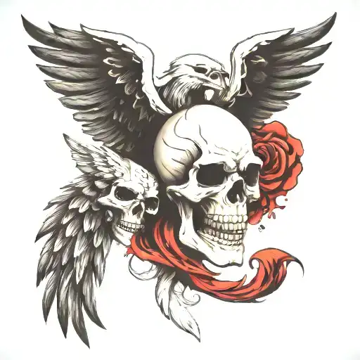 Skull Eagle Wolf Angel And Demon Wing
