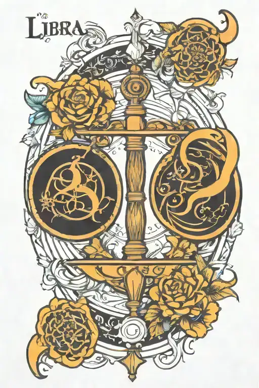 Libra Pisces Scorpio Aquarius Symbol Lined Up With Flowers Around Them