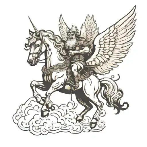 Zeus With Pegasus Horse With Wings