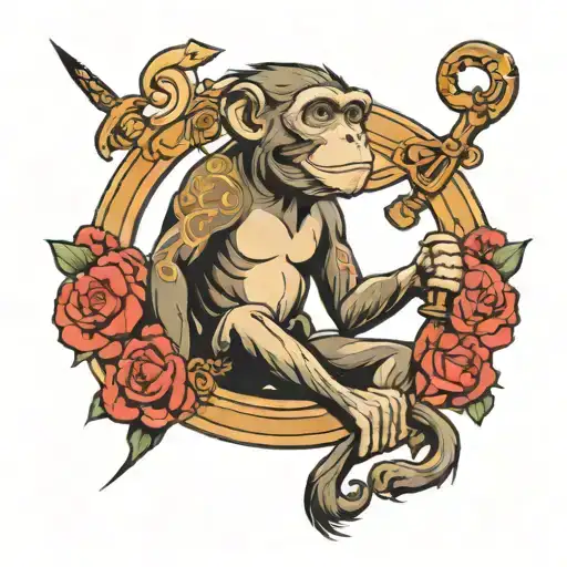 Monkey Whit Sagittarius Zodiac Sign