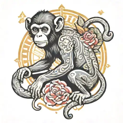 Monkey Whit Sagittarius Zodiac Sign Incorporated Somehow