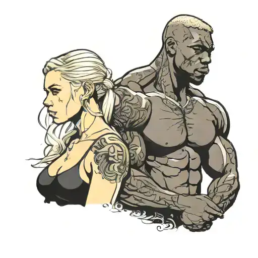 A Very Muscular Black Man And A Small Very Skinny White Blonde Female