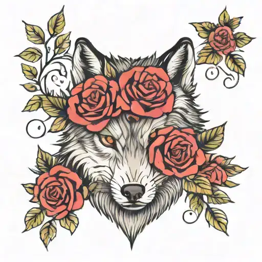 Wolf And Roses Growing