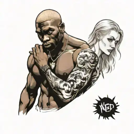 A Very Muscular Black Man Look In Th Eyes A Very Skinny Weak White Blonde Female