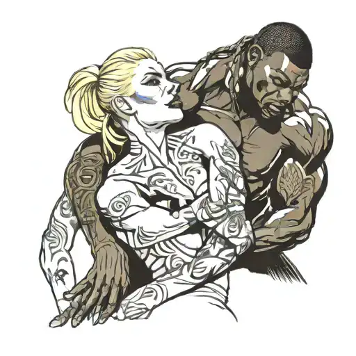 A Very Muscular Black Man Look Strangling A Very Skinny White Blonde Female