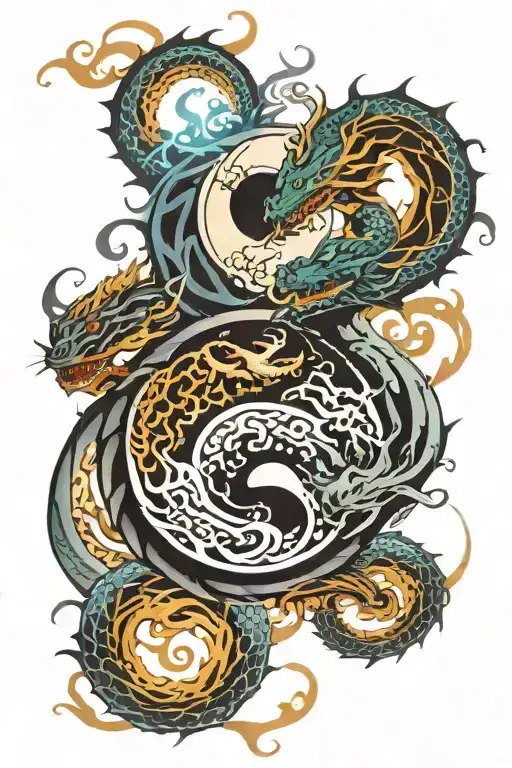 Ying And Yang Symbol Made With Dragons