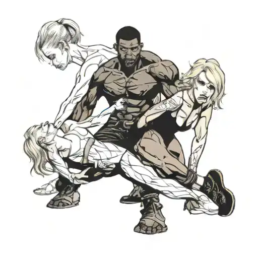 A Very Muscular Black Man Dominate A Very Skinny Small White Blonde Female Without
