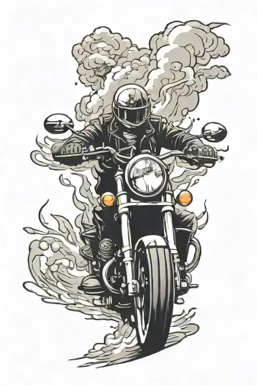 Motorcycle Riding Down Road Leading Towards Heaven Exploding