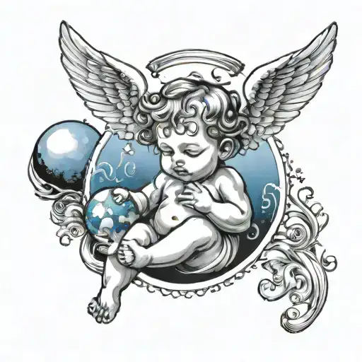 Baby Angel Holding World Above Head