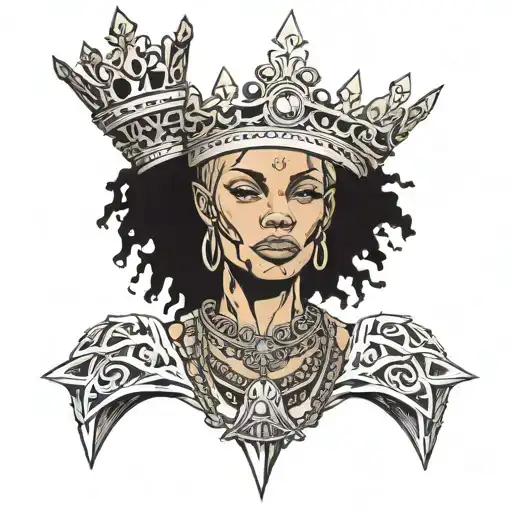 Very Slim European Blonde Female With Giant Muscular Big African King Males With Crown