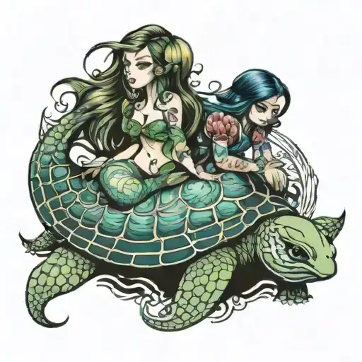 Mermaid And Turtle