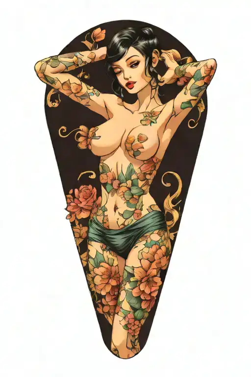 Anime Pinup Girl Nude Woman Posing